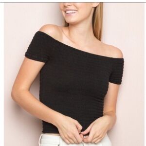 Brandy Melville Black Off-Shoulder Top